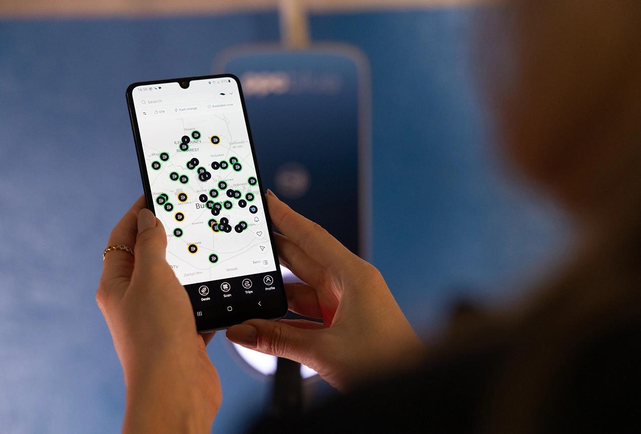 Harta stațiilor de încărcare - aplicația PPC Blue